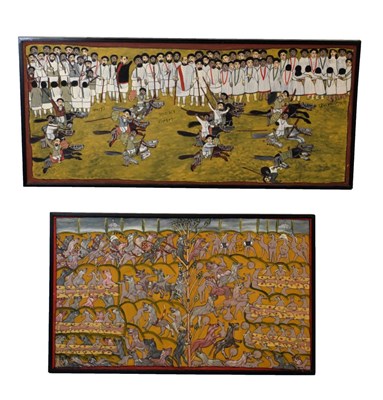 Lot 422 - East African (Ethiopian) School, (mid 20th Century) - Two large oil paintings on board