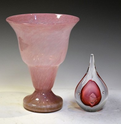 Lot 424 - Circa 1930s mottled pink vase and art glass sculpture