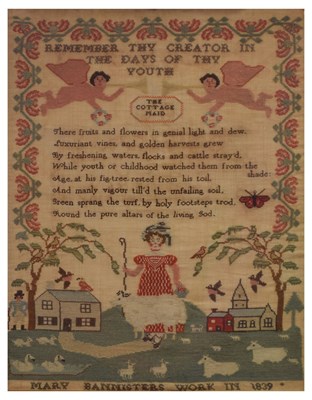 Lot 200 - Early 19th Century needlework sampler 'The Cottage Maid'