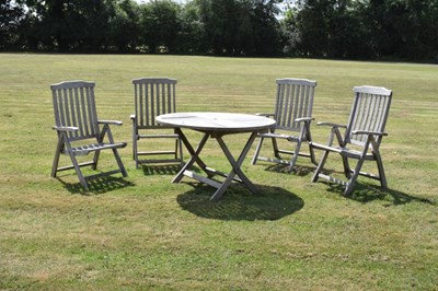 Lot 748 - Five piece weathered teak garden set