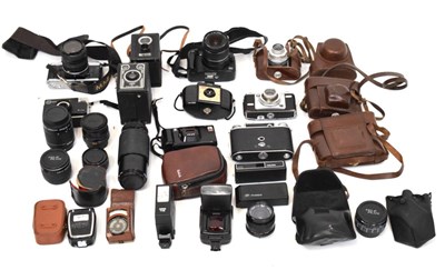 Lot 372 - Quantity of cameras and accessories, to include Canon, Minolta, Kodak, etc.