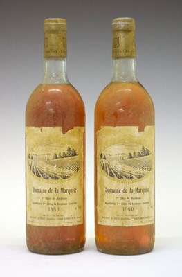 Lot 250 - Two bottles Domaine de la Marquise, 1res Cotes de Bordeaux, 1980