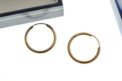 Lot 63 - Three pairs of unmarked gold earrings