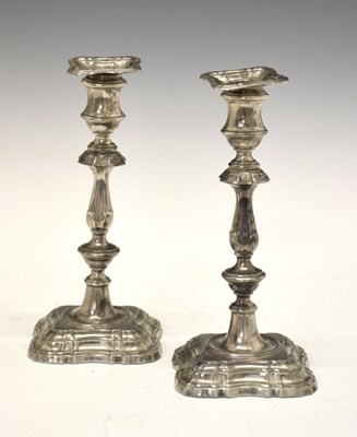 Lot 199 - Pair of George V silver candlesticks