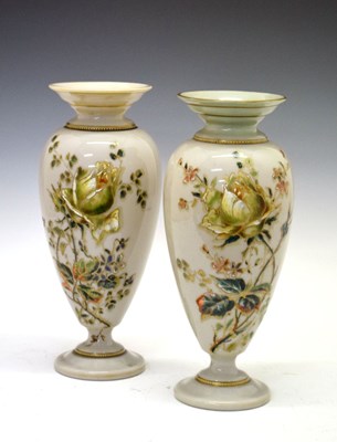 Lot 402 - Pair of late 19th Century French opaque glass pedestal vases