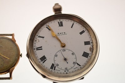 Lot 123 - Gentleman's 9ct  Marvin wristwatch, two silver pocket watches, and sundry watch heads