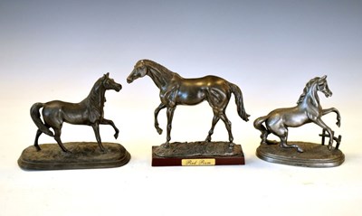 Lot 646 - Three spelter horses