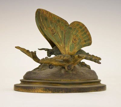 Lot 154 - 19th Century French cold-painted butterfly letter clip or menu holder
