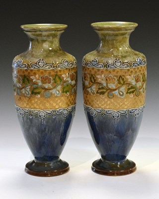 Lot 479 - Pair of Royal Doulton Slaters patent stoneware vases