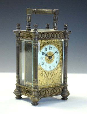 Lot 549 - Late 19th Century French brass carriage clock