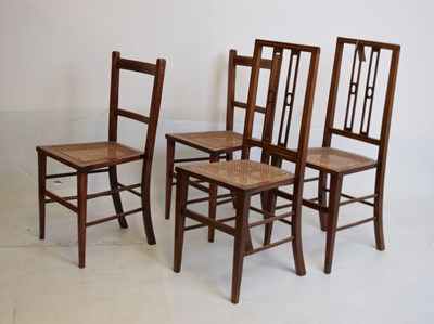 Lot 678 - Four inlaid occasional chairs with cane seats