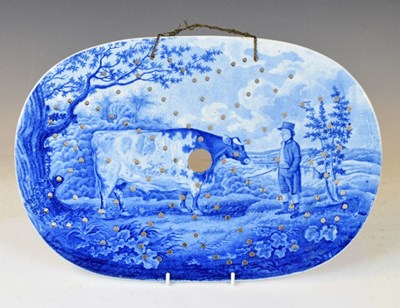 Lot 341 - 19th Century blue and white blue pearlware meat strainer