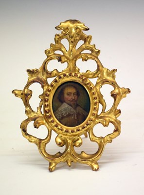 Lot 444 - Mid 17th Century oval portrait miniature on copper