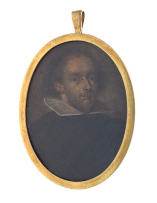 Lot 445 - Mid 17th Century oval portrait miniature on copper