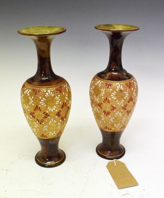 Lot 318 - Pair of Doulton Slater's patent stoneware vases