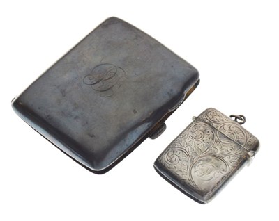 Lot 179 - George V silver cigarette case, and vesta case