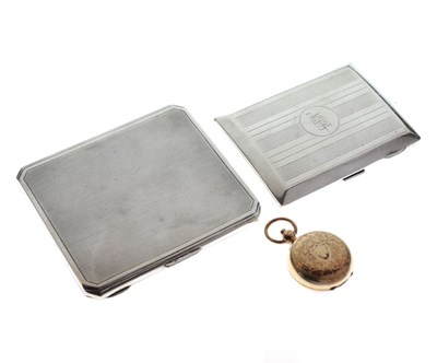 Lot 188 - Two 20th Century silver cigarette cases and a rolled gold sovereign holder