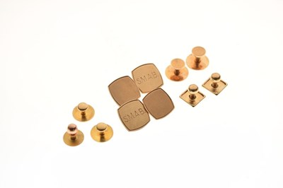 Lot 42 - Pair of 9ct gold cufflinks, and various collar studs