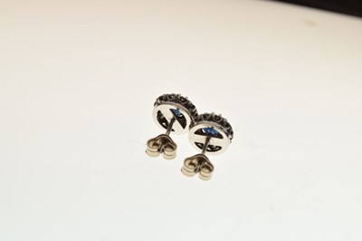 Lot 50 - Pair of 18ct white gold, sapphire and diamond ear studs