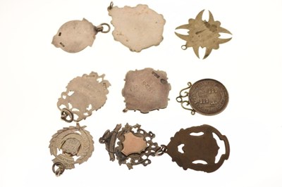 Lot 168 - Six silver and white metal fobs