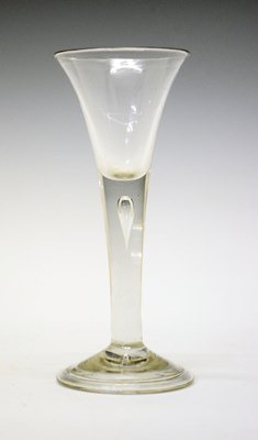 Lot 403 - Wine or cordial glass with drawn bowl over plain stem with teardrop inclusion