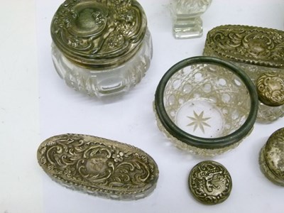 Lot 134 - Quantity of late Victorian /20th Century silver topped dressing table jars, etc