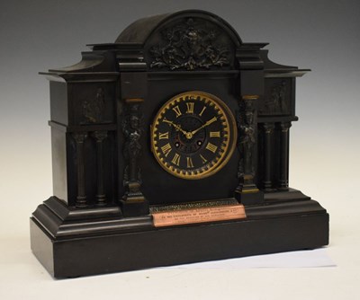 Lot 531 - Victorian slate mantel clock