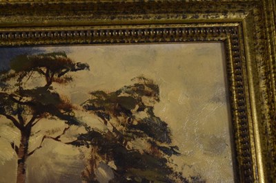 Lot 721 - F.A.W.T. Armstrong - Oil on board - Landscape with Scots Pine