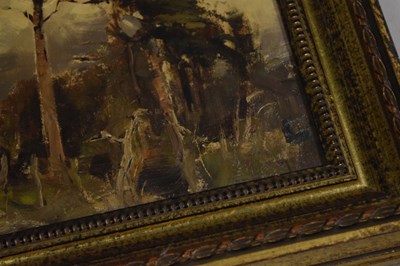 Lot 721 - F.A.W.T. Armstrong - Oil on board - Landscape with Scots Pine