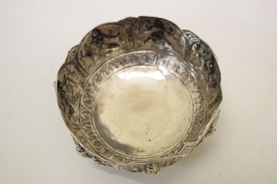 Lot 100 - Set of four Indian white metal bowls in the Swami manner