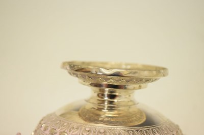 Lot 100 - Set of four Indian white metal bowls in the Swami manner