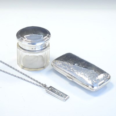 Lot 167 - Edward VII silver cigar case, together with a George V silver topped dressing table jar
