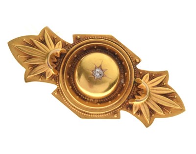 Lot 75 - '15ct' gold brooch set a single old cut diamond