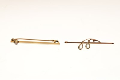 Lot 72 - Two gold bar brooches