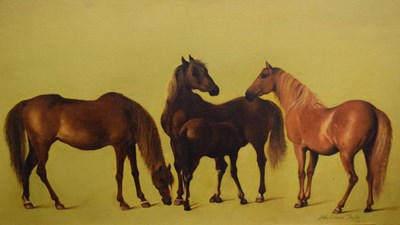 Lot 592 - John Edward Taylor - Oil on board - Study of three horses