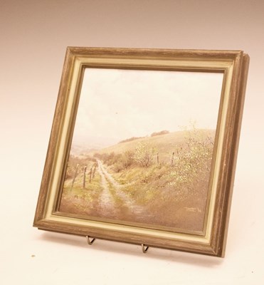 Lot 670 - Tratt (British, 20th Century) - Oil on canvas - Chalkland landscape