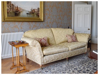 Lot 587 - Duresta three-seater Damask upholstered sofa