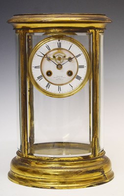 Lot 456 - Large late 19th Century French oval four glass mantel clock