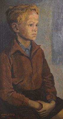 Lot 597 - John Stops R.W.A. (1925-2002) - Oil on canvas - Boy named Shakespeare