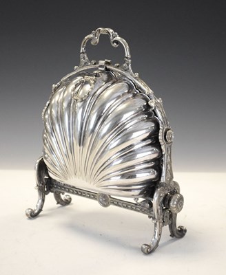 Lot 593 - Victorian silver-plated shell-shaped biscuiteer