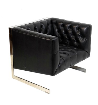 Lot 471 - Modernist leather and stainless steel armchair