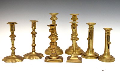 Lot 745 - Quantity of brass candlesticks