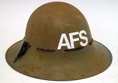 Lot 242 - Steel helmet with later applied Auxiliary Fire Service (AFS) initialling