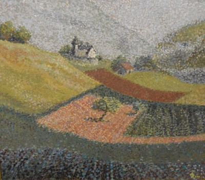 Lot 619 - Gwen Roberts RWA (20th Century) - Oil on board - Country scene