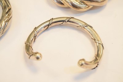 Lot 82 - 925 sterling necklace, bangle, white metal bangle and plated bangle