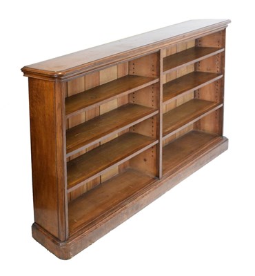 Lot 514 - Oak double open bookcase, circa 1900