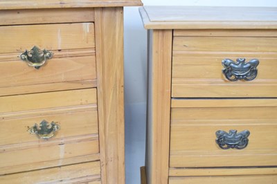 Lot 450 - Satin walnut mirror-door wardrobe, and two three-drawer chests