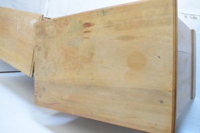 Lot 450 - Satin walnut mirror-door wardrobe, and two three-drawer chests