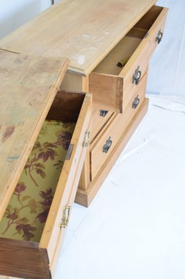 Lot 450 - Satin walnut mirror-door wardrobe, and two three-drawer chests