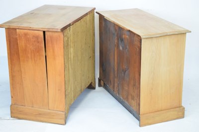 Lot 450 - Satin walnut mirror-door wardrobe, and two three-drawer chests